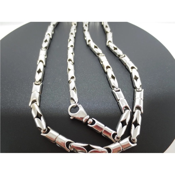 14K WHITE SOLID GOLD unique Turkish style rope LINK Unisex Necklace - Picture 4 of 14